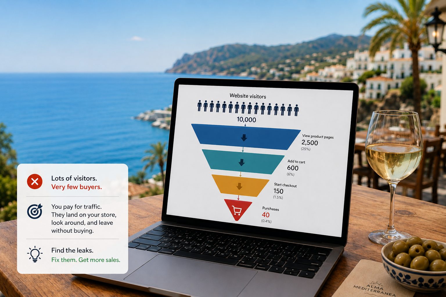 Traffic but no sales: an ecommerce conversion funnel