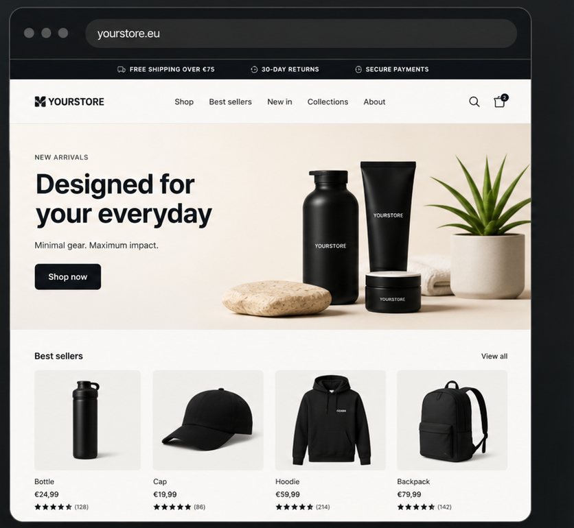 Example e-commerce website PMA builds — a Shopify store